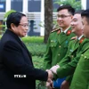 Thủ tướng Phạm Minh Chính thăm, chúc Tết cán bộ, chiến sỹ Cục Cảnh sát quản lý hành chính về trật tự xã hội (C06). (Ảnh: Dương Giang/TTXVN)