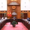 Thủ tướng Phạm Minh Chính chủ trì cuộc họp về đảm bảo cân bằng thương mại với Hoa Kỳ. (Ảnh: Dương Giang/TTXVN)