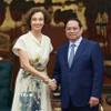 Thủ tướng Phạm Minh Chính tiếp bà Audrey Azoulay, Tổng Giám đốc UNESCO. (Ảnh: Dương Giang/TTXVN)