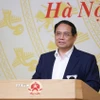 Thủ tướng Phạm Minh Chính chủ trì Hội nghị đánh giá 03 năm thực hiện Nghị quyết số 18-NQ/TW và 01 năm thi hành Luật Đất đai năm 2024. (Ảnh: Dương Giang/TTXVN)