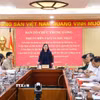 Đồng chí Bùi Thị Quỳnh Vân, Ủy viên Trung ương Đảng, Phó Trưởng Ban Tổ chức Trung ương phát biểu chỉ đạo cuộc họp. (Ảnh: Phương Hoa/TTXVN)