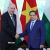 Thủ tướng Phạm Minh Chính hội kiến Tổng thống Hungary Sulyok Tamas. (Ảnh: Dương Giang/TTXVN)