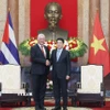 Chủ tịch nước Lương Cường hội kiến Bí thư thứ Nhất Đảng Cộng sản Cuba, Chủ tịch nước Cuba Miguel Díaz-Canel Bermúdez. (Ảnh: Lâm Khánh/TTXVN)