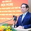 Thủ tướng Phạm Minh Chính phát biểu chỉ đạo tại Hội nghị Công an toàn quốc lần thứ 80. (Ảnh: Dương Giang/TTXVN)