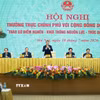 Thủ tướng Lê Minh Hưng chủ trì Hội nghị Thường trực Chính phủ với cộng đồng doanh nghiệp. (Ảnh: Dương Giang/TTXVN)