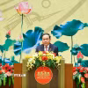 Chủ tịch Quốc hội Trần Thanh Mẫn đọc diễn văn kỷ niệm. (Ảnh: Doãn Tấn/TTXVN)