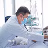 Bác sỹ Trần Thanh Linh, Trưởng Khoa Hồi sức tích cực, Bệnh viện Chợ Rẫy, điều trị cho nạn nhân. (Ảnh: TTXVN phát)