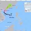 Hướng di chuyển của bão số 1 lúc 11h ngày 14/6/2025. (Ảnh: TTXVN phát)