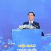 Đồng chí Trịnh Văn Quyết, Ủy viên Bộ Chính trị, Bí thư Trung ương Đảng, Trưởng Ban Tuyên giáo và Dân vận Trung ương phát biểu tại lễ khai mạc Hội báo toàn quốc 2026. (Ảnh: Minh Quyết/TTXVN)