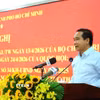 Chủ tịch Ủy ban Nhân dân Thành phố Hồ Chí Minh Nguyễn Văn Được phát biểu tại hội nghị tháo gỡ khó khăn, vướng mắc cho các công trình, dự án tồn đọng kéo dài. (Ảnh: Liên Sơn/TTXVN)