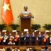 Tổng Bí thư Tô Lâm, Chủ tịch nước Lương Cường, Thủ tướng Phạm Minh Chính, Chủ tịch Quốc hội Trần Thanh Mẫn tặng hoa chúc mừng Phó Chủ tịch Quốc hội, Ủy viên Ủy ban Thường vụ Quốc hội, Chủ nhiệm một số Ủy ban của Quốc hội khóa XV; phê chuẩn đề nghị của Thủ tướng Chính phủ về việc bổ nhiệm Phó Thủ tướng Chính phủ và Bộ trưởng nhiệm kỳ 2021-2026. (Ảnh: Doãn Tấn/TTXVN)