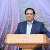 Thủ tướng Phạm Minh Chính chủ trì Phiên họp thứ sáu của Ban Chỉ đạo các công trình trọng điểm, dự án quan trọng quốc gia lĩnh vực đường sắt. (Ảnh: Dương Giang/TTXVN)