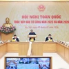 Thủ tướng Phạm Minh Chính chủ trì Hội nghị trực tuyến toàn quốc thúc đẩy đầu tư công năm 2025 và năm 2026. (Ảnh: Dương Giang/TTXVN)