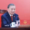 Tổng Bí thư Tô Lâm chủ trì buổi họp báo. (Ảnh: TTXVN)