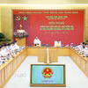 Hội nghị thông qua báo cáo kết quả kiểm tra tại Ban Thường vụ Đảng ủy Chính phủ. (Ảnh: Dương Giang/TTXVN)