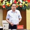 Bí thư Đảng ủy Quốc hội, Chủ tịch Quốc hội Trần Thanh Mẫn, Trưởng Tiểu ban Văn kiện phát biểu khai mạc phiên họp. (Ảnh: Doãn Tấn/TTXVN)