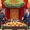 Tổng Bí thư Tô Lâm tiếp Tổng thống Sri Lanka Anura Kumara Dissanayaka chiều 4/5/2025. (Ảnh: Thống Nhất/TTXVN)