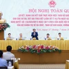 Thủ tướng Phạm Minh Chính chủ trì Hội nghị toàn quốc sơ kết, đánh giá kết quả thực hiện việc tháo gỡ khó khăn, vướng mắc cho các dự án, đất đai. (Ảnh: Dương Giang/TTXVN)