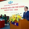 Thủ tướng Phạm Minh Chính, phát biểu tại Đại hội Đảng bộ Thông tấn xã Việt Nam lần thứ 27, nhiệm kỳ 2025-2030. (Ảnh: Dương Giang/TTXVN)