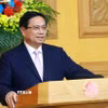 Thủ tướng Phạm Minh Chính phát biểu tại cuộc Tọa đàm với các doanh nghiệp Trung Quốc. (Ảnh: Dương Giang/TTXVN)