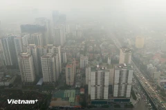 Hà Nội ô nhiễm không khí ở mức cao. (Ảnh: Hoài Nam/Vietnam+)