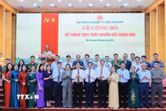 Lễ công bố Hệ thống truy xuất nguồn gốc nông sản. (Ảnh: Lê Đông/TTXVN)