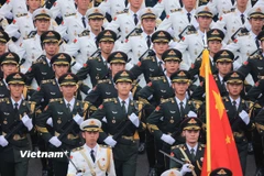 Đoàn quân nhân Trung Quốc tham gia tổng duyệt diễu binh, diễu hành A80. (Ảnh: Hoài Nam/Vietnam+)