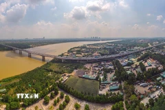 Sông Hồng đoạn chảy qua địa phận thành phố Hà Nội. (Ảnh: Phạm Tuấn Anh/TTXVN)