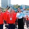 Đoàn thể thao Việt Nam tham dự lễ thượng cờ SEA Games 33. (Ảnh: Minh Quyết/TTXVN)