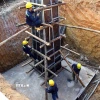 Nhà thầu PCC4 thi công móng cọc tại vị trí 69 thuộc gói thầu số 2 trên địa bàn tỉnh Lào Cai. (Ảnh: Huy Hùng/TTXVN)