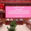 Hội nghị lấy ý kiến góp ý vào dự thảo Văn kiện Đại hội lần thứ XVIII Đảng bộ thành phố Hà Nội, nhiệm kỳ 2025-2030. (Ảnh: Văn Điệp/TTXVN)