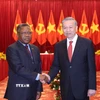 Tổng Bí thư Tô Lâm tiếp Ủy viên Bộ Chính trị Đảng Phong trào Nhân dân Giải phóng Angola (MPLA) Jorge Inocenio Dombolo sang dự Lễ kỷ niệm 50 năm Ngày Giải phóng miền Nam, thống nhất đất nước (Thành phố Hồ Chí Minh, 29/4/2025). (Ảnh: Thống Nhất/TTXVN)
