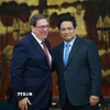 Thủ tướng Phạm Minh Chính tiếp đồng chí Bruno Rodríguez Parrilla, Ủy viên Bộ Chính trị, Đặc phái viên Đảng, Chính phủ Cuba, Bộ trưởng Bộ Ngoại giao Cuba. (Ảnh: Dương Giang/TTXVN)