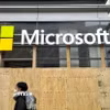 Biểu tượng tập đoàn Microsoft tại New York, Mỹ. (Ảnh: Kyodo/TTXVN)