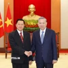 Tổng Bí thư Tô Lâm tiếp đồng chí Thượng tướng Vanthong Kongmany, Bí thư Trung ương Đảng, Bộ trưởng Bộ Công an Lào. (Ảnh: Thống Nhất/TTXVN)