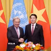 Chủ tịch nước Lương Cường và Tổng Thư ký Liên hợp quốc António Guterres. (Ảnh: Lâm Khánh/TTXVN)
