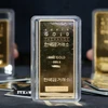 Vàng miếng được bày bán tại sàn giao dịch ở Seoul, Hàn Quốc. (Ảnh: Yonhap/TTXVN)