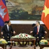 Tổng Bí thư Tô Lâm hội kiến Chủ tịch Đảng Nhân dân Campuchia Hun Sen. (Ảnh: Thống Nhất/TTXVN)