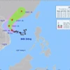 Hướng di chuyển của bão số 1 lúc 16h ngày 12/6/2025. (Ảnh: TTXVN phát)
