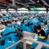 May hàng xuất khẩu sang thị trường Mỹ, EU. (Ảnh: Trần Việt/TTXVN)