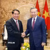 Tổng Bí thư, Chủ tịch nước Tô Lâm tiếp đồng chí Athsaphangthong Siphandone, Ủy viên Trung ương Đảng, Bí thư Thành ủy, Chủ tịch Hội đồng Nhân dân thủ đô Vientiane, Lào. (Ảnh: Thống Nhất/TTXVN)