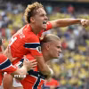 Haaland lại tỏa sáng để đưa Na Uy vào tứ kết World Cup 2026. (Ảnh: AFP/TTXVN)