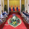 Chủ tịch nước Lương Cường và Toàn quyền Australia Sam Mostyn hội đàm. (Ảnh: Lâm Khánh/TTXVN)