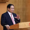 Thủ tướng Phạm Minh Chính chủ trì Phiên họp lần thứ 20 của Ban Chỉ đạo Nhà nước các công trình, dự án quan trọng quốc gia, trọng điểm ngành giao thông vận tải. (Ảnh: Dương Giang/TTXVN)