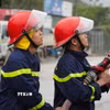 Lực lượng Phòng cháy chữa cháy và Cứu nạn cứu hộ, Công an tỉnh Ninh Bình, trong tình huống giả định. (Ảnh: Đức Phương/TTXVN)