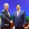 Thủ tướng Phạm Minh Chính gặp Tổng Thư ký Liên hợp quốc António Guterres. (Ảnh: Dương Giang/TTXVN)