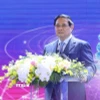 Thủ tướng Phạm Minh Chính phát biểu tại Phiên họp cấp cao Toàn cảnh Kinh tế tư nhân lần thứ nhất (ViPEL 2025). (Ảnh: Dương Giang/TTXVN)