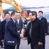 Thủ tướng Phạm Minh Chính đến dự Lễ khởi công xây dựng dự án Đường dây 500KV Lào Cai-Vĩnh Yên. (Ảnh: Dương Giang/TTXVN)