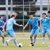 U22 Việt Nam tập luyện chuẩn bị cho trận gặp U22 Malaysia. (Nguồn: VFF)