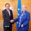Chủ tịch Quốc hội Trần Thanh Mẫn gặp bà Tatiana Valovaya, Tổng Giám đốc Văn phòng Liên hợp quốc tại Geneva (UNOG). (Ảnh: Doãn Tấn/TTXVN)